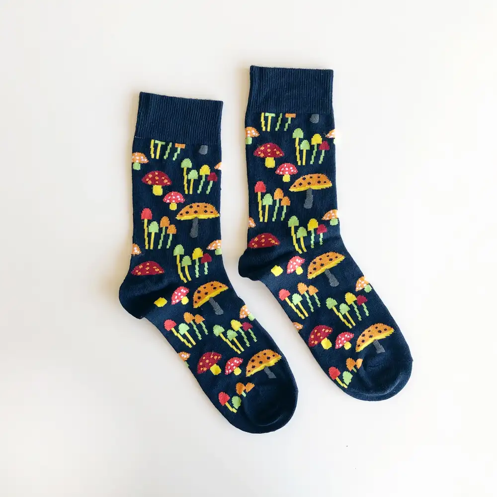 Çorap N037 Lacivert Rengarenk Sarılı Mantar çorap