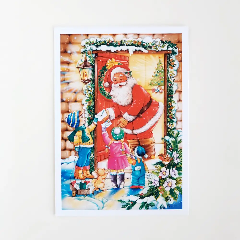 Mektup Arkadaşı Noel Baba Kartpostal - Yılbaşı Hediyeleri - Kartpostal Serisi n0011