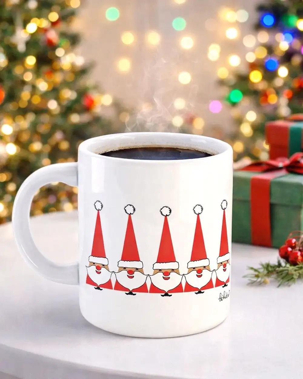 Yılbaşı kupa - üçgen noel baba