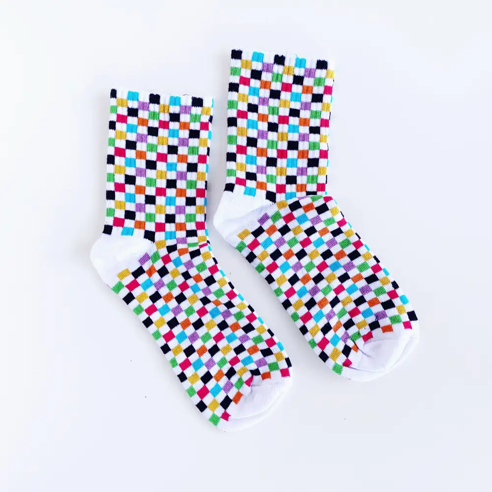 Çorap N143 - Rengarenk Dama Soket Çorap