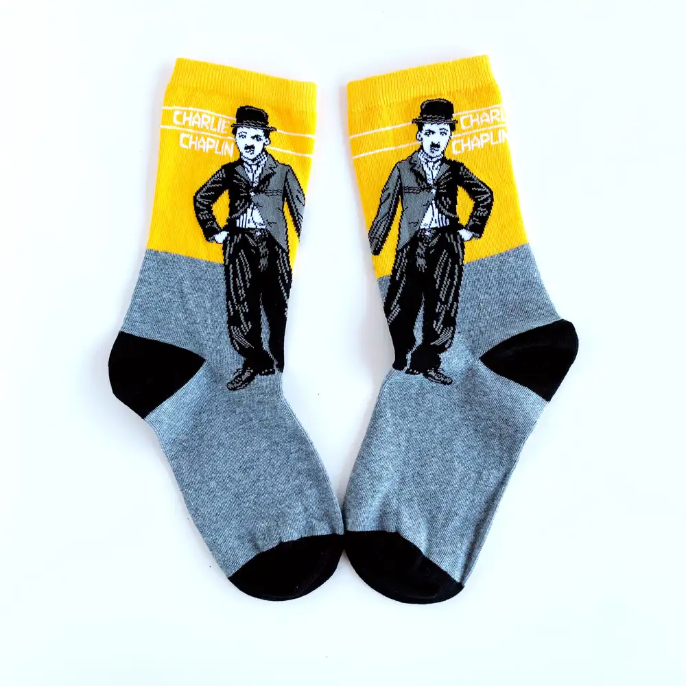 Çorap N168 - Sarı Gri Charlie Chaplin Çorap