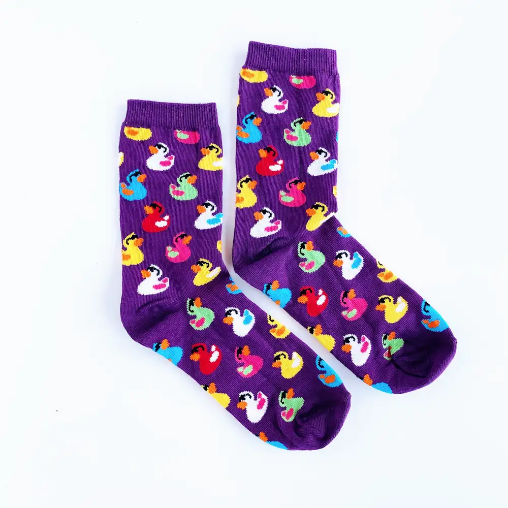 Çorap N176 - Renkli Ördekler Mor Çorap