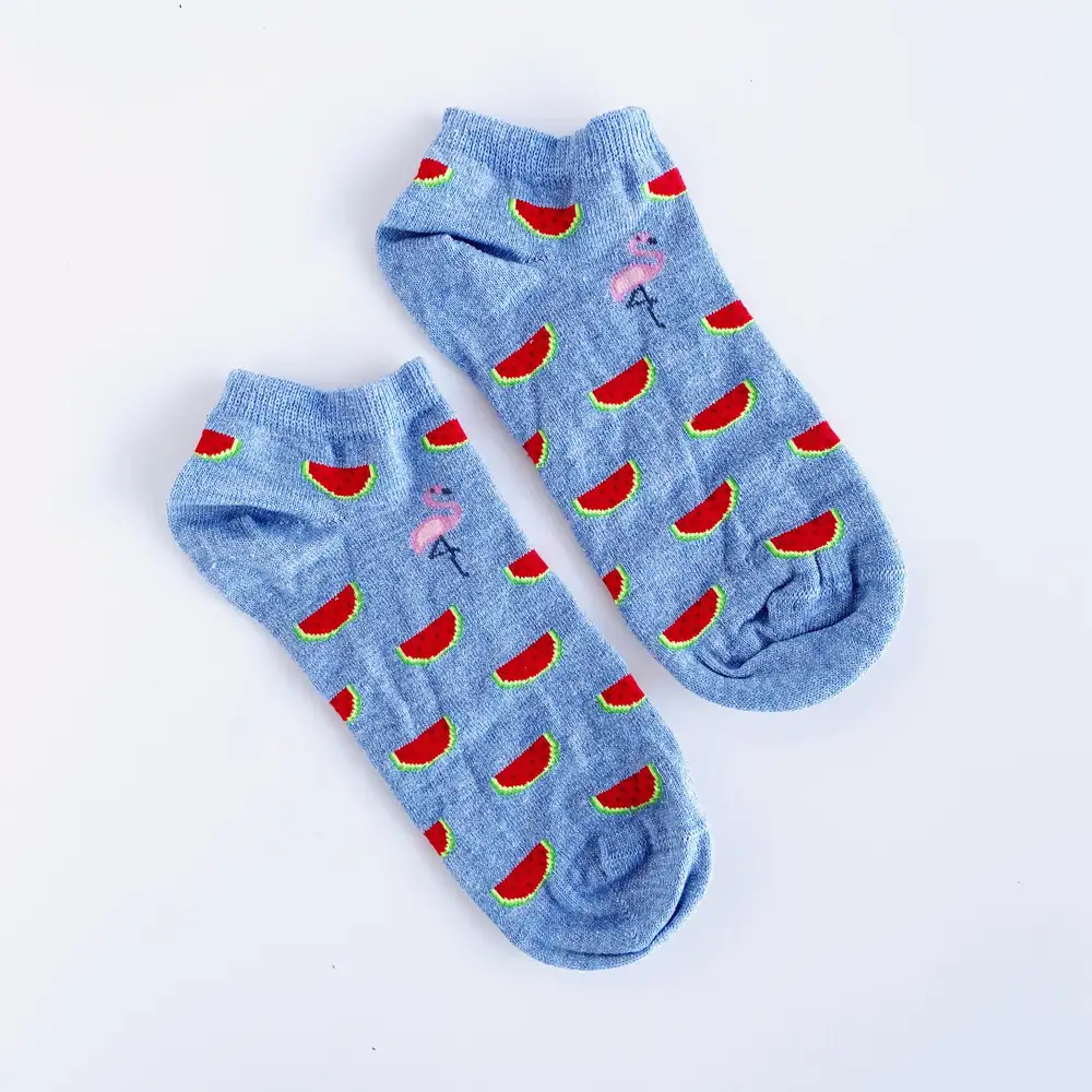 Çorap N231 -Mini Karpuzlar Flamingolu Mavi Bilek Çorap