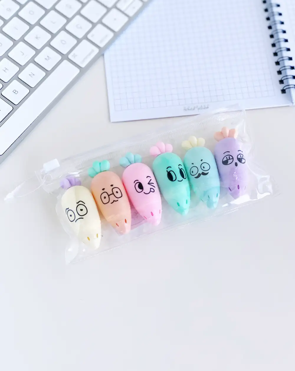 Havuç Fosforlu Kalemler 6lı Mini Boy Pastel Renkler