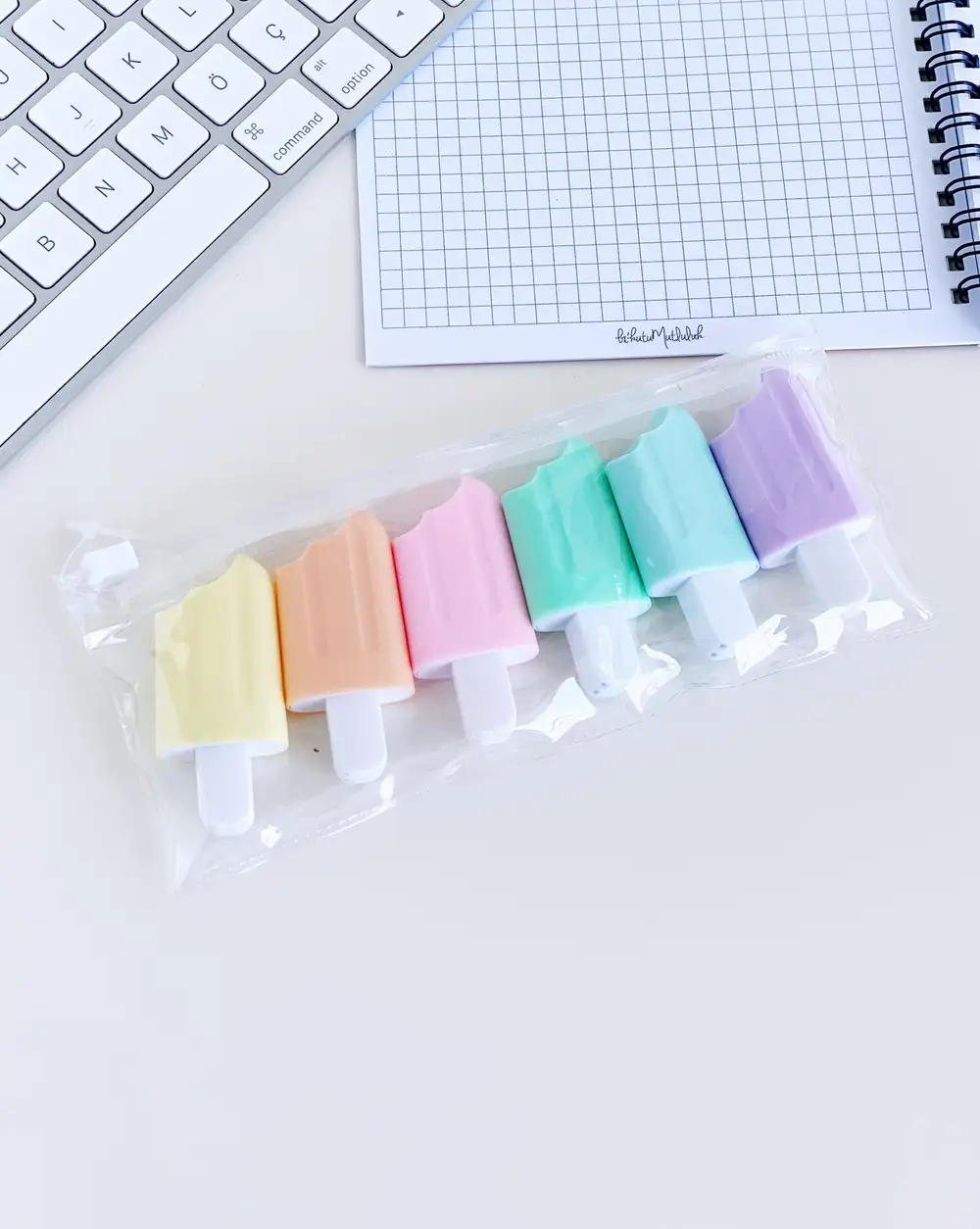Dondurma Fosforlu Kalemler 6lı Mini Boy Pastel Renkler