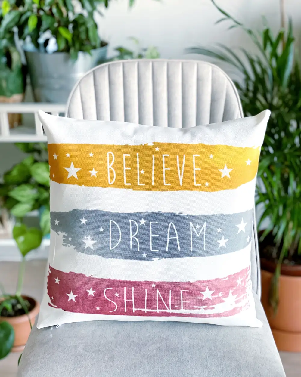 Yastık Kılıfı - Believe Dream Shine Kırlent Kılıfı