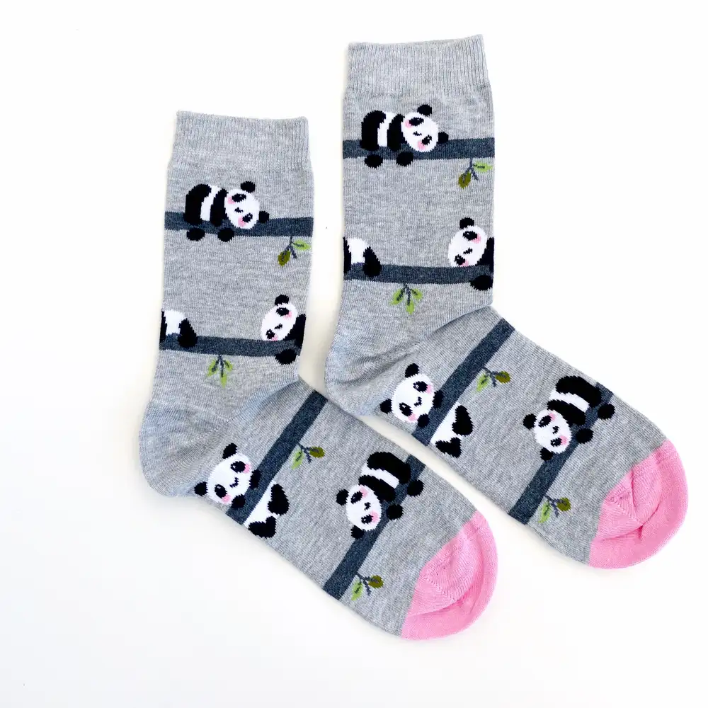 Çorap N317 - Gri Pembe Sevimli Panda Çorap