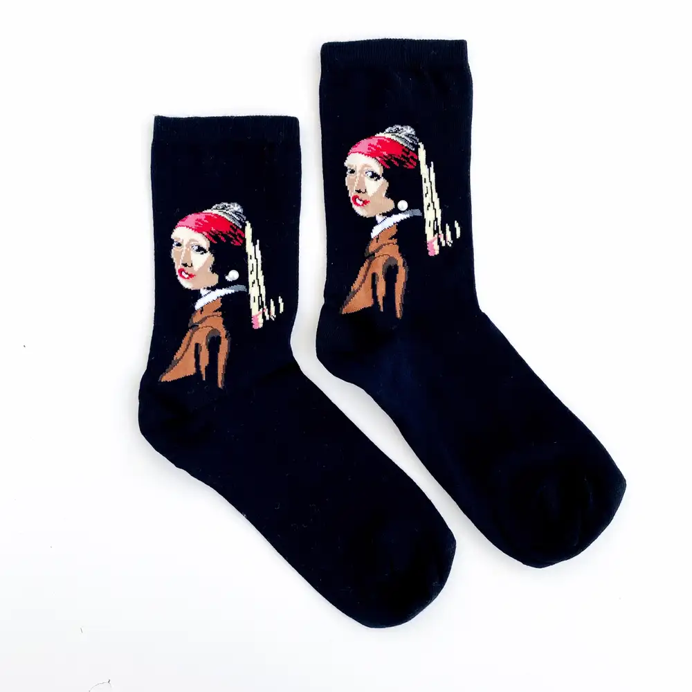 Çorap N346 -  Kırmızı İnci Küpeli Kız Çorap