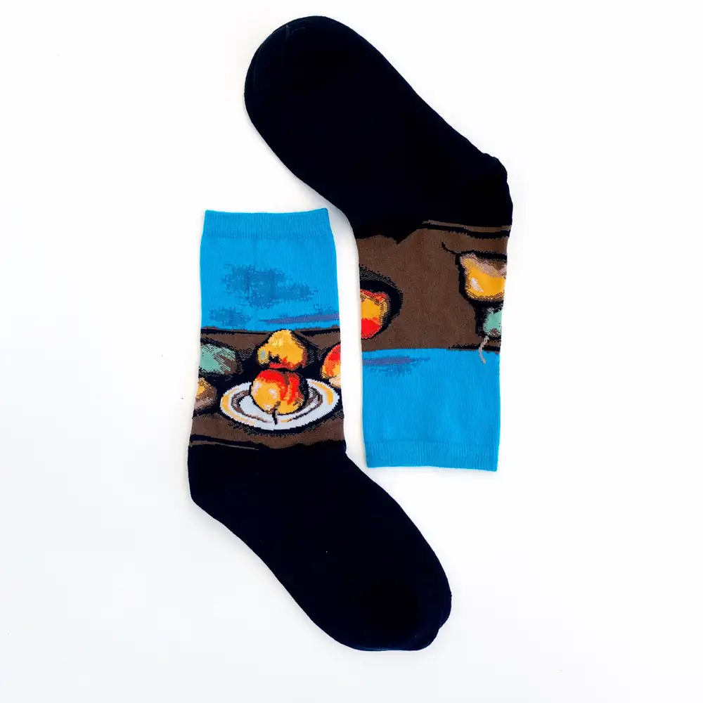 Çorap N362 -  Tablo Serisi - Mavi Still Life Plate And Fruits Çorap