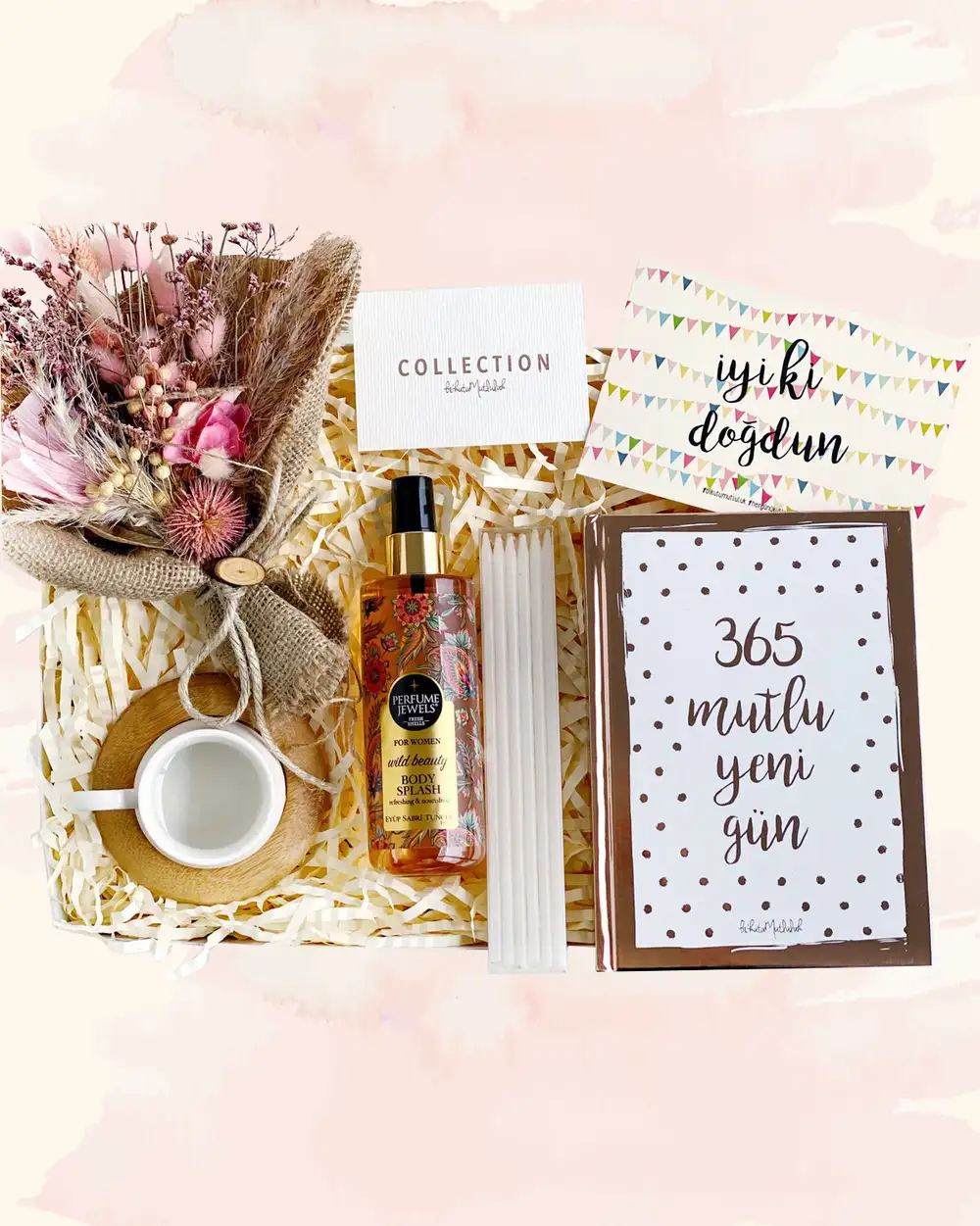 Collection Bikutumutluluk Rosegold Çiçekli Doğum Günü Hediye Kutusu