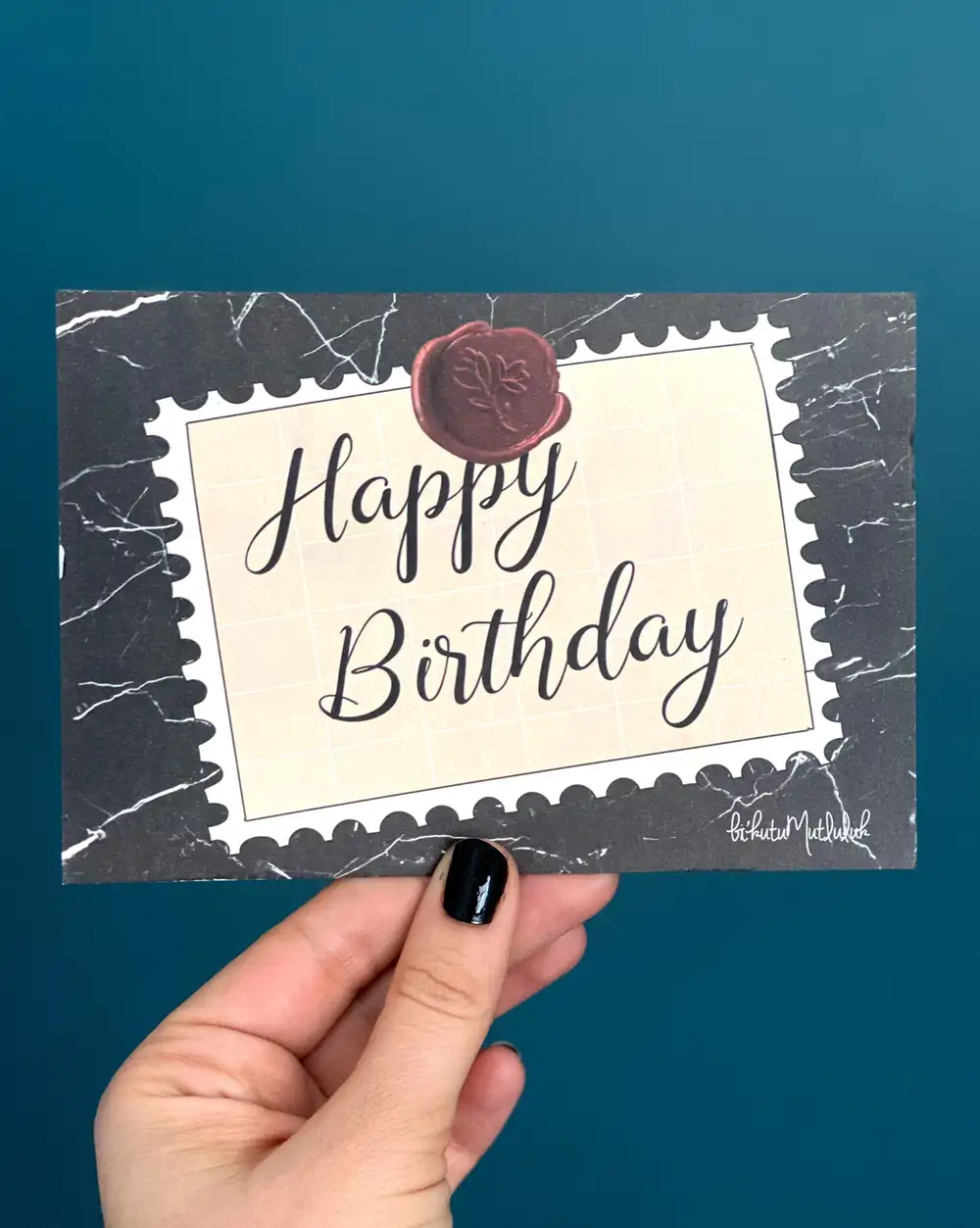 Mühürlü Happy Birthday Motto Kartı Doğum Günü Hediye Not Kartı Kartpostal