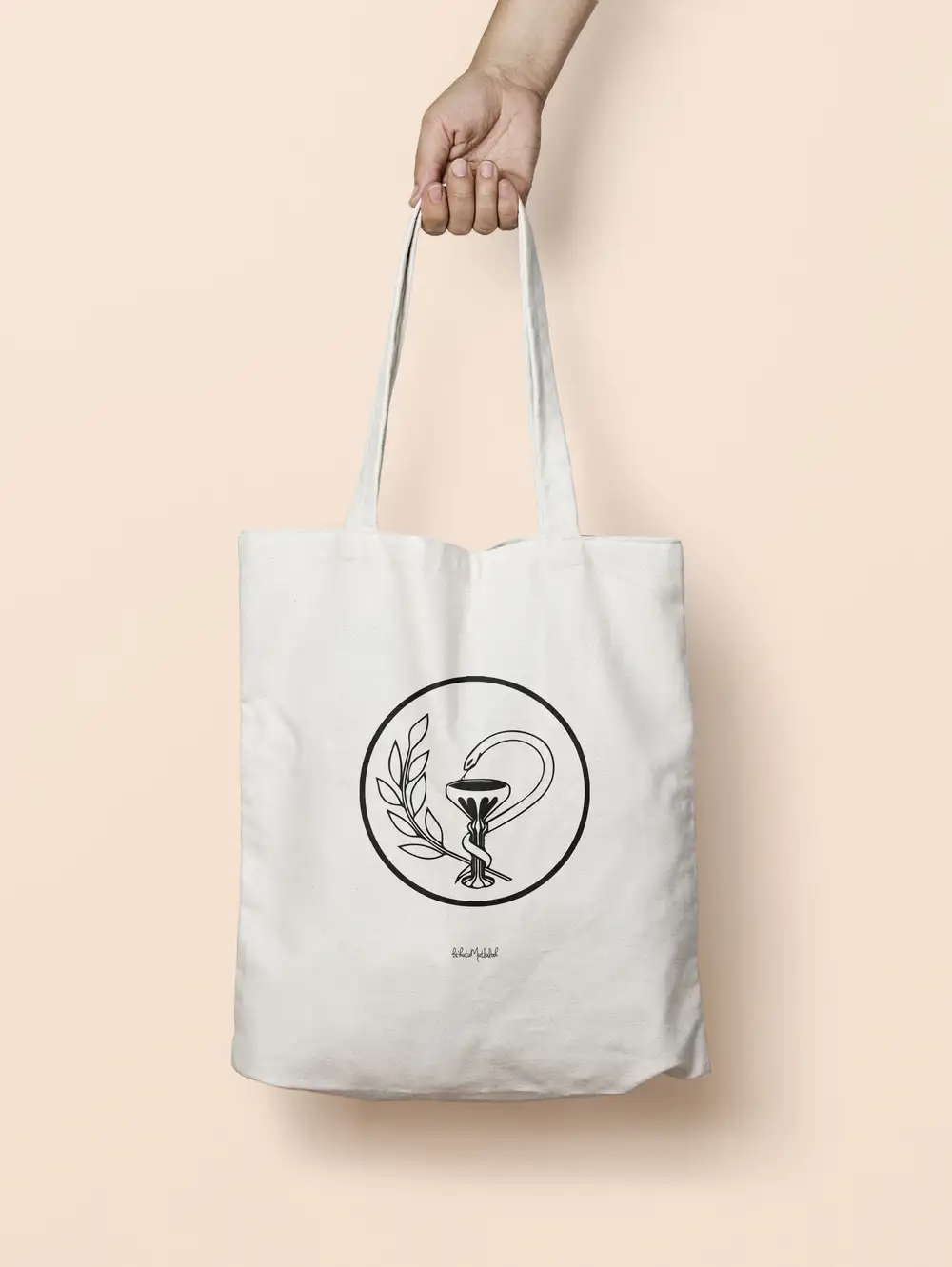 Eczacı Serisi- Siyah Beyaz Logo Bez Çanta