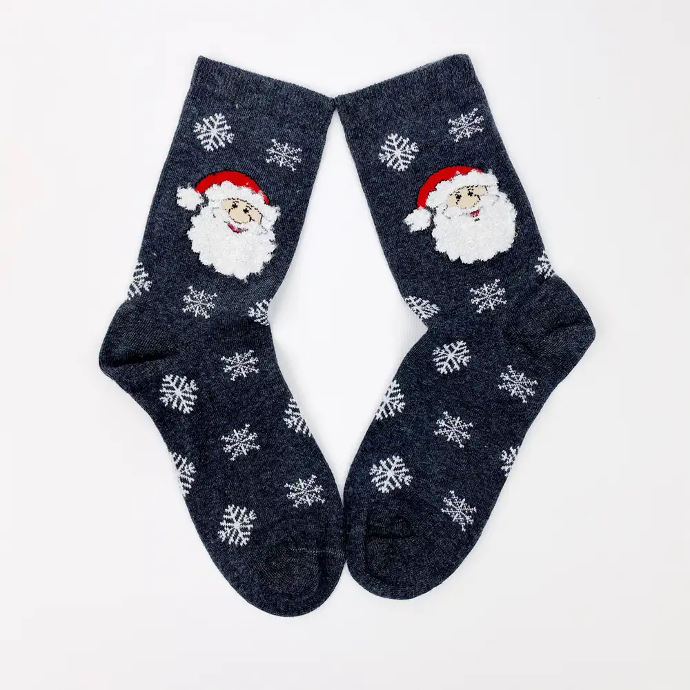 Çorap N378 - Yılbaşı Çorap - Gri Noel Baba Çorap