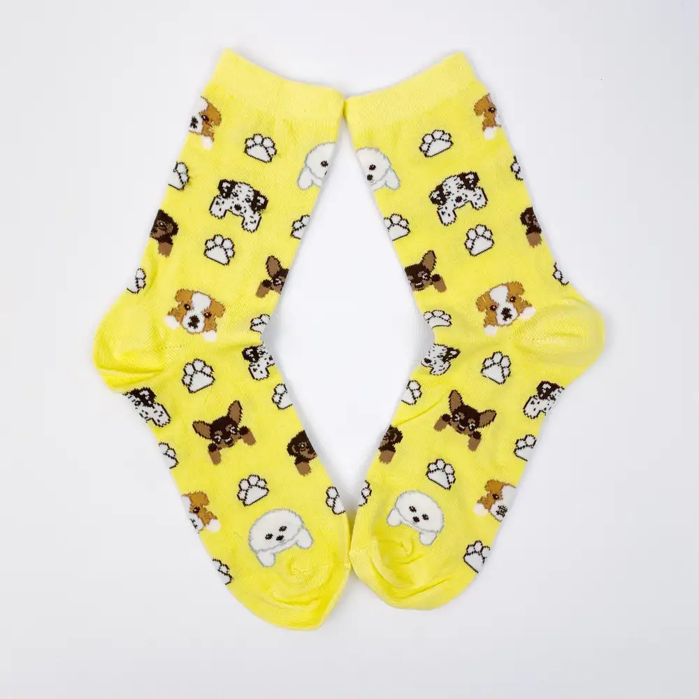 Çorap N406 - Sarı Patili Piksel Köpekler Çorap