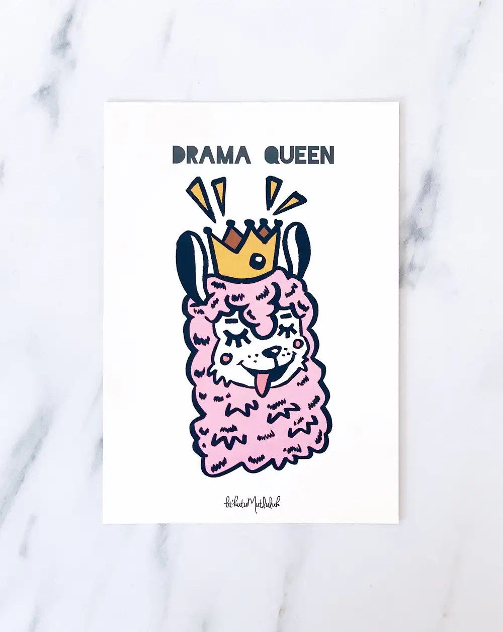 Drama Queen motto kartı Kartpostal