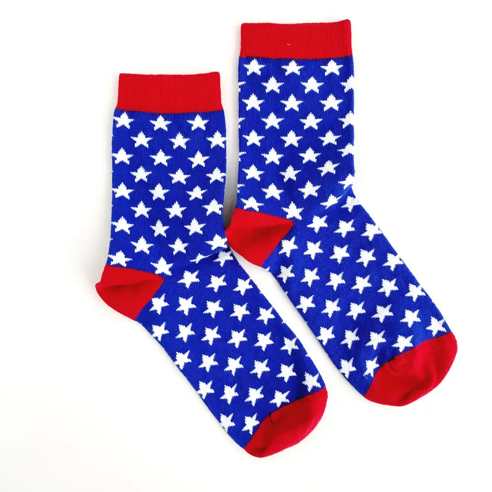 Çorap N081 Beyaz Yıldızlar Mavi Çorap