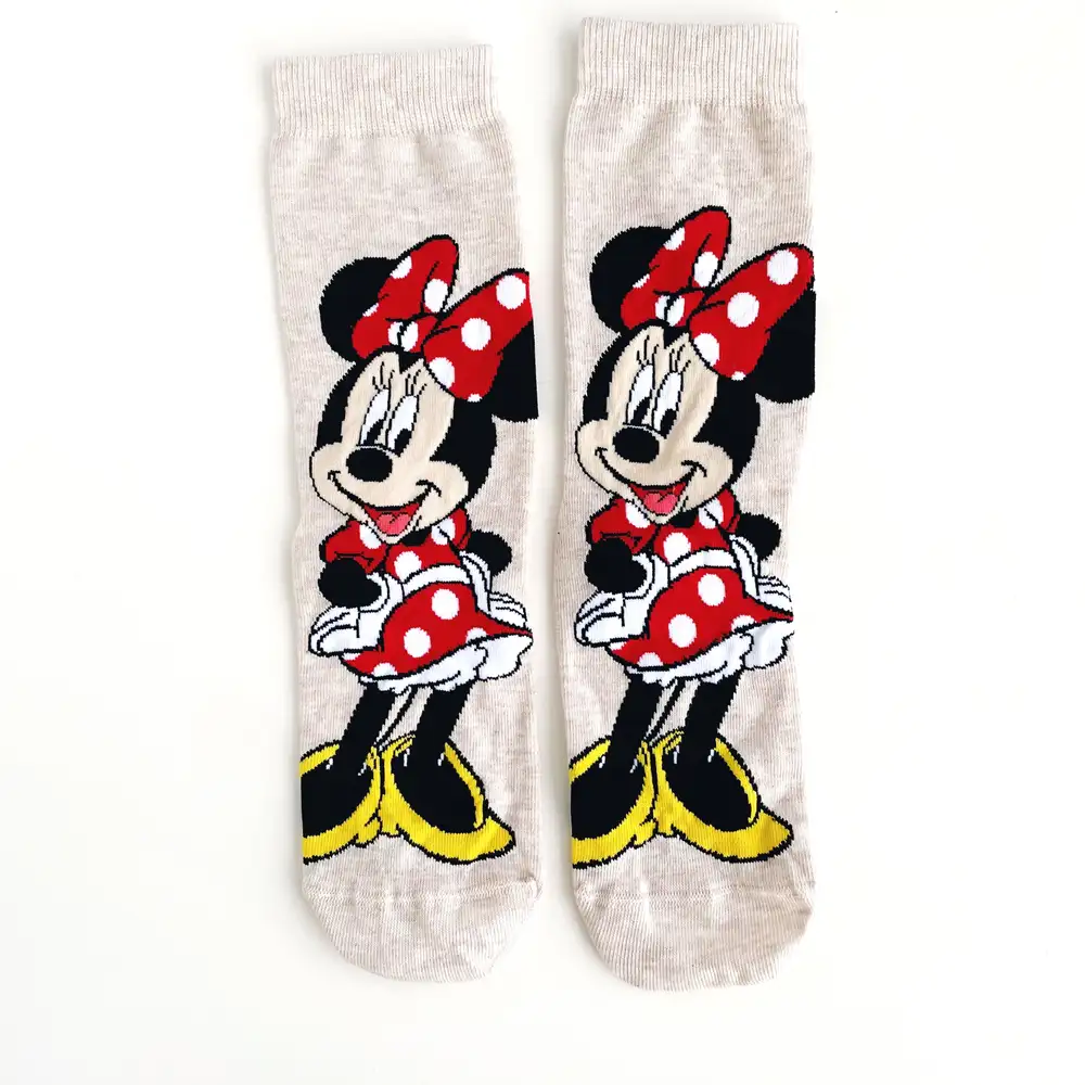 Çorap N235 - Krem Happy Minnie Mouse Çorap