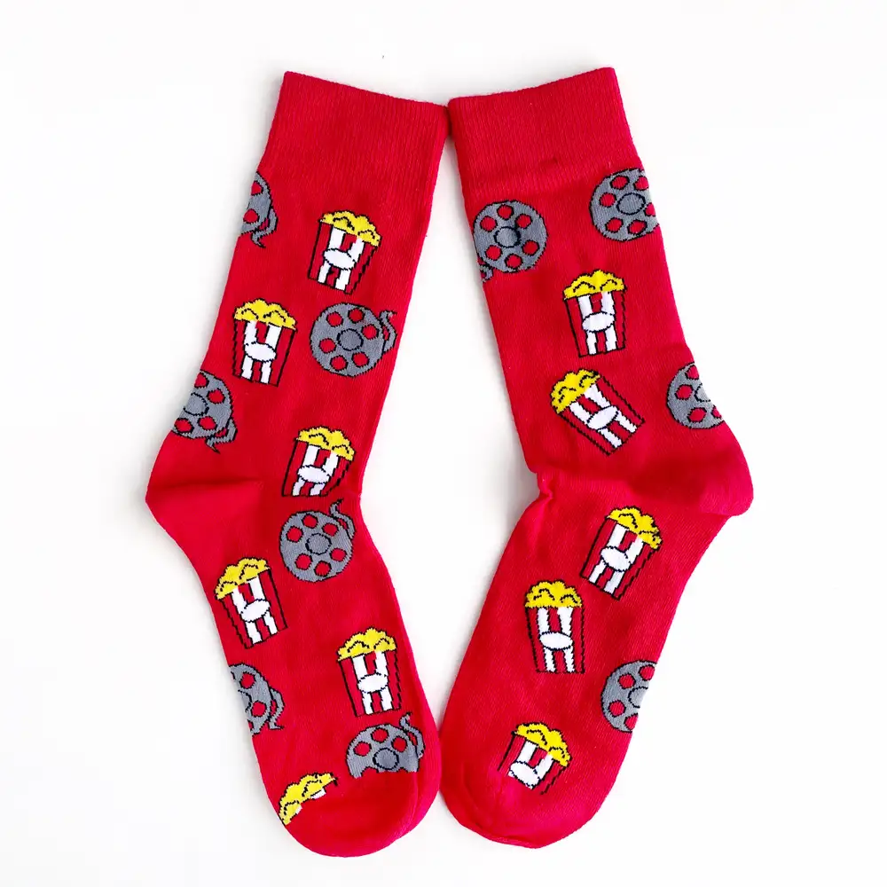 Çorap N058 - Kırmızı Filmli Popcorn Çorap