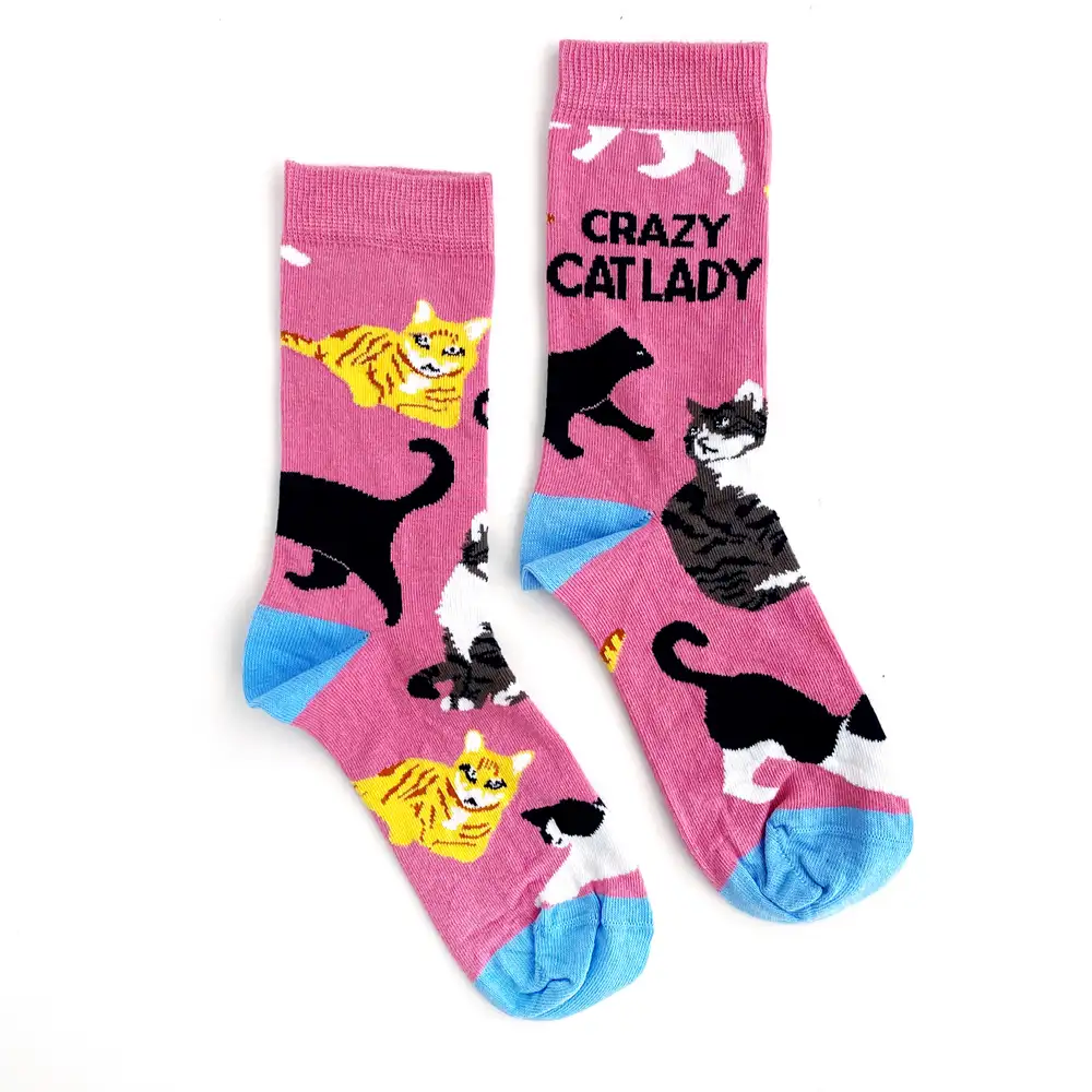 Çorap N463 - Pembe Crazy Cat Lady