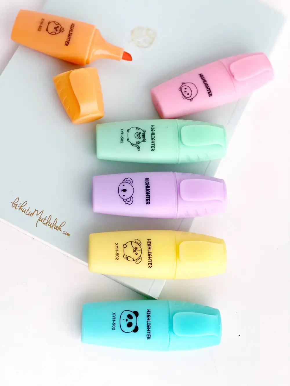 Animals Fosforlu Kalemler 6lı Mini Boy Pastel Renkler
