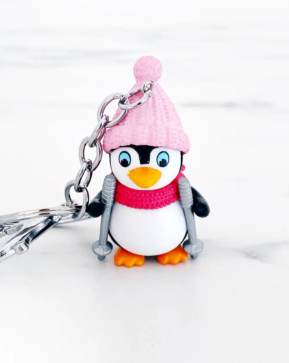 Anahtarlık Çanta Aksesuarı -Kayakçı Penguen Anahtarlık