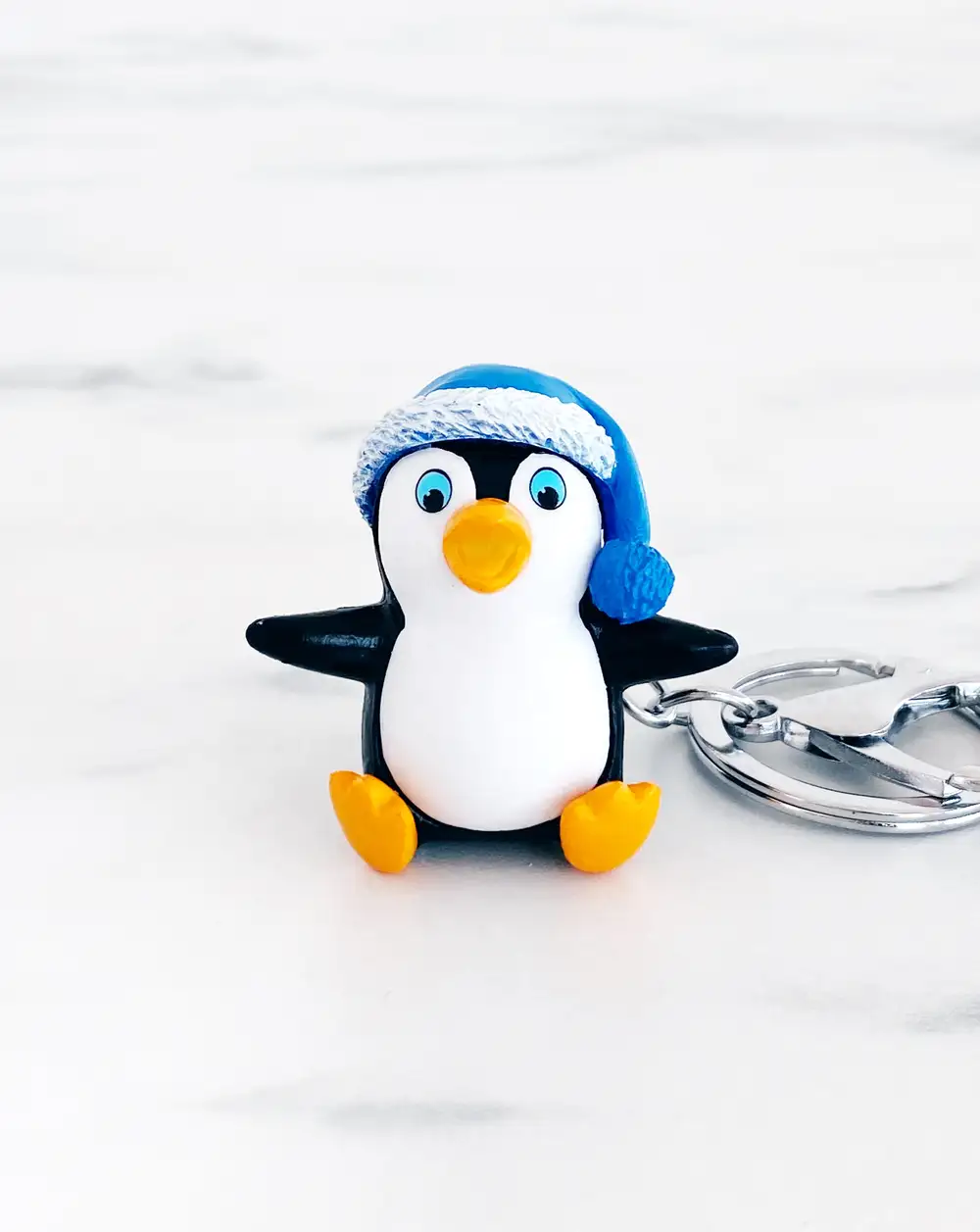 Anahtarlık Çanta Aksesuarı -Mavi Şapkalı Penguen Anahtarlık