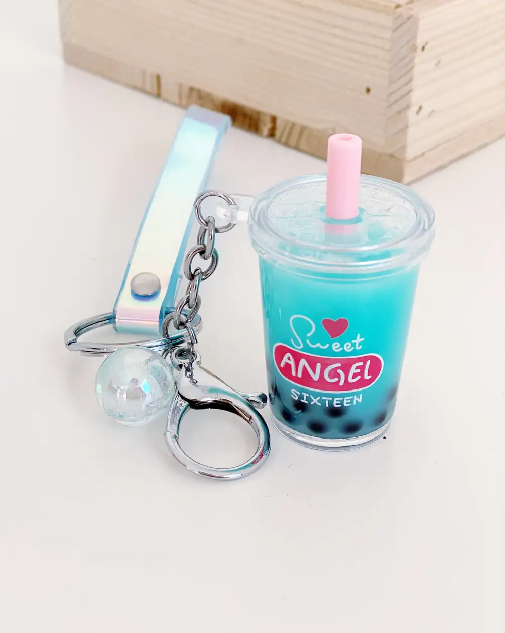 Anahtarlık Çanta Aksesuarı - Angel Mavi Bubble Tea Anahtarlık