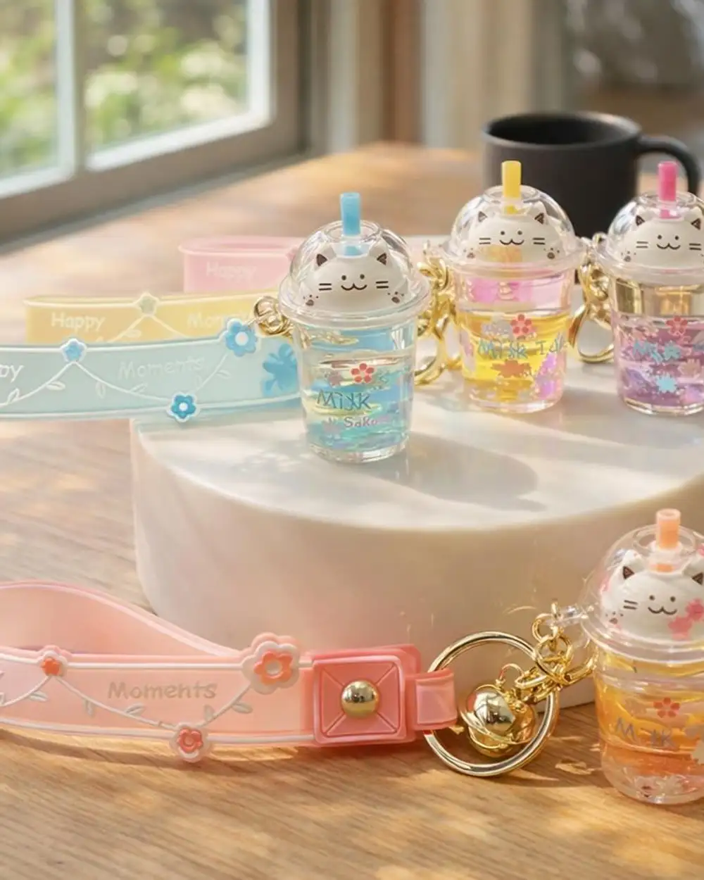 Anahtarlık Çanta Aksesuarı - İçi Sulu Unicornlu Meyve Suyu Anahtarlık