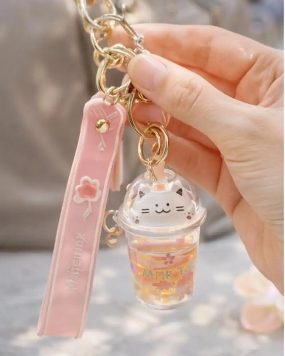 Anahtarlık Çanta Aksesuarı - İçi Sulu Unicornlu Meyve Suyu Anahtarlık