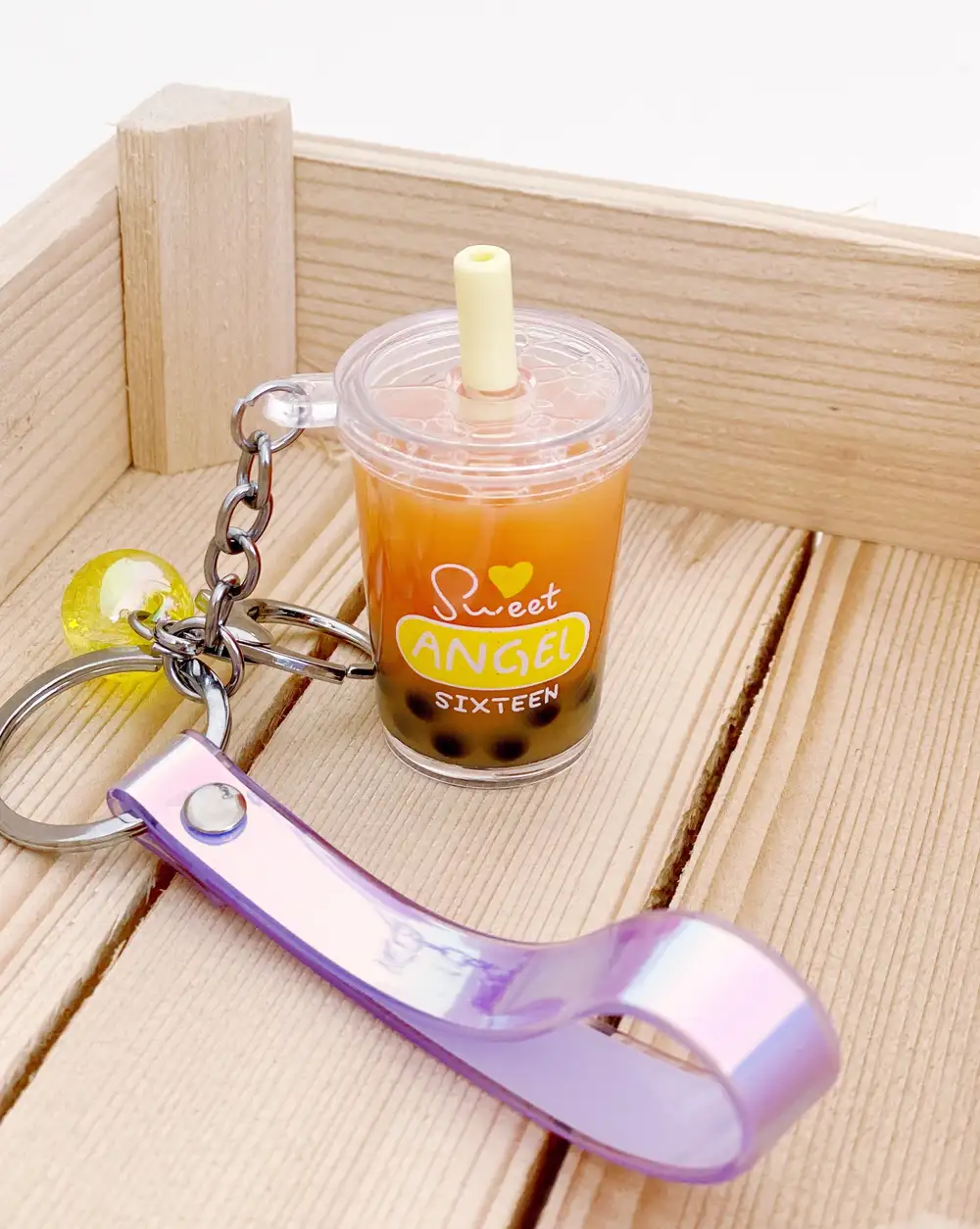 Anahtarlık Çanta Aksesuarı - Angel Turuncu Bubble Tea Anahtarlık