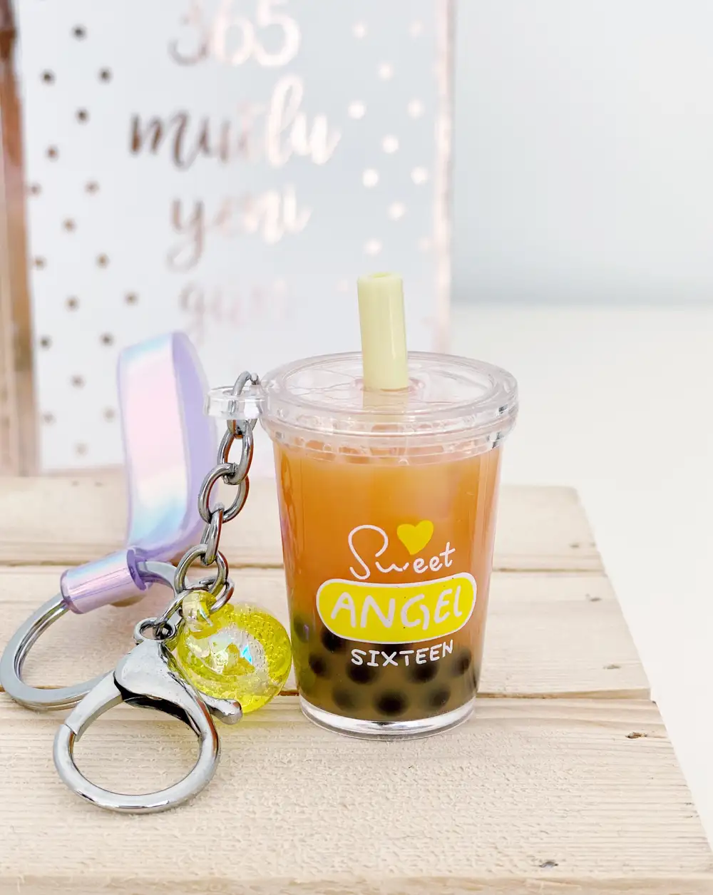 Anahtarlık Çanta Aksesuarı - Angel Turuncu Bubble Tea Anahtarlık