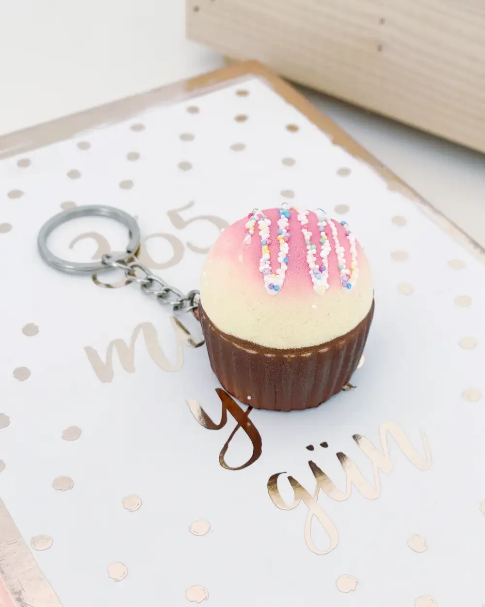 Anahtarlık -  Puf Sünger Cupcake Anahtarlık