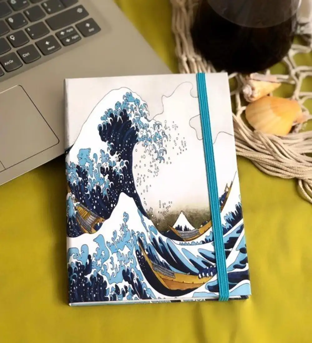 Mavi Dalgalar Lastikli Defter - Çizgisiz Defter Serisi