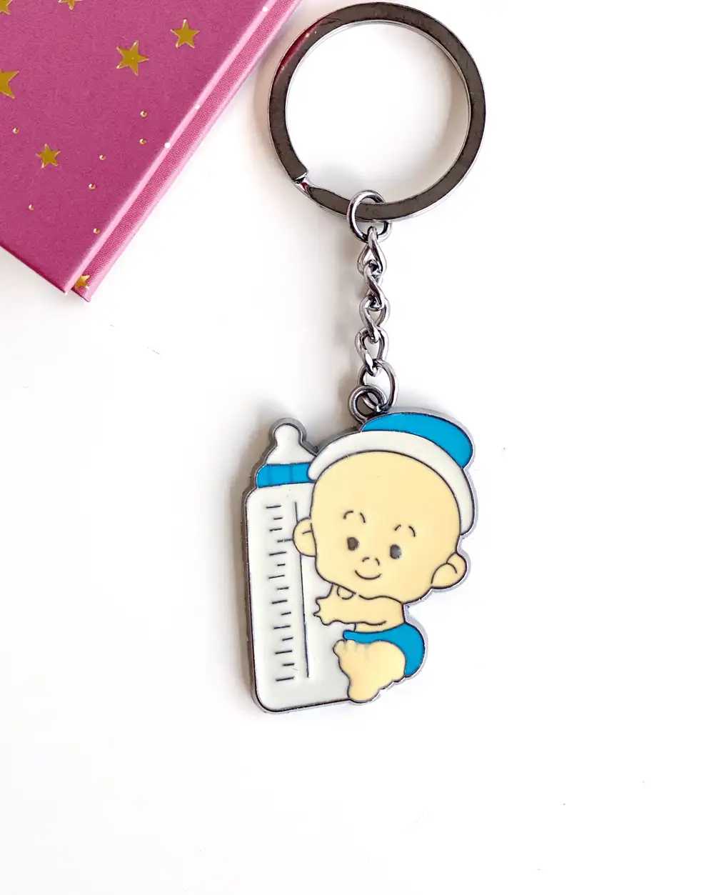 Anahtarlık - Mavi Biberonlu Bebek Anahtarlık