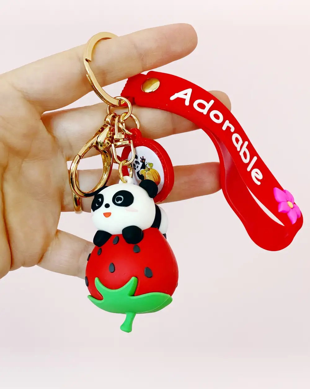 Anahtarlık -  Çilek Slikon Panda Anahtarlık