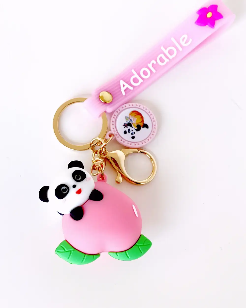 Anahtarlık -  Şeftali Slikon Panda Anahtarlık