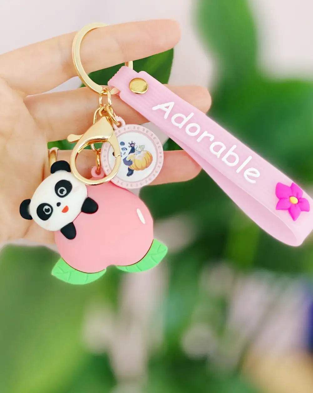 Anahtarlık -  Şeftali Slikon Panda Anahtarlık