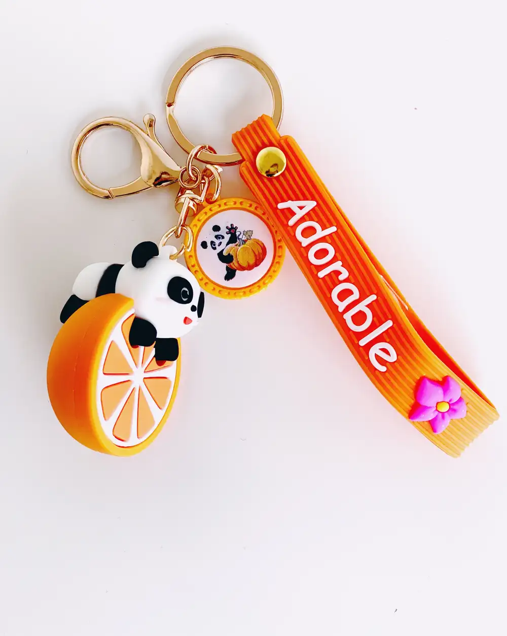 Anahtarlık -  Portakal Slikon Panda Anahtarlık