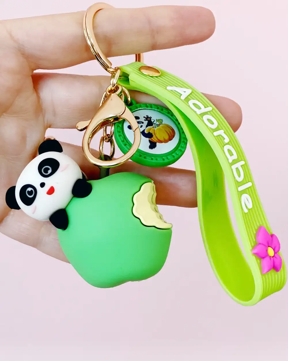 Anahtarlık -  Elma Slikon Panda Anahtarlık