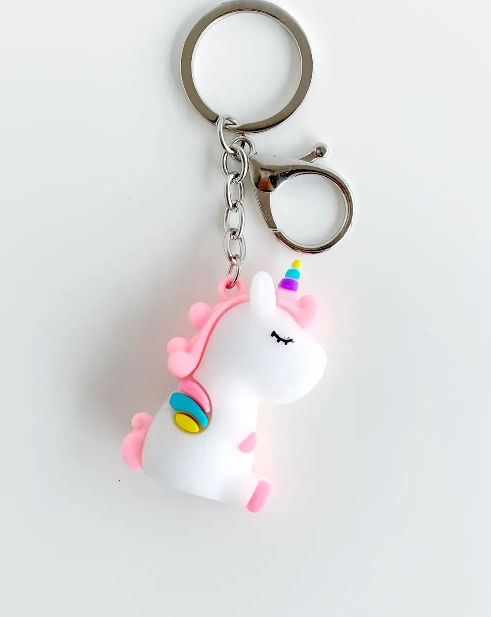 Unicorn Anahtarlık Serisi - Beyaz Bebek Slikon Unicorn Anahtarlık