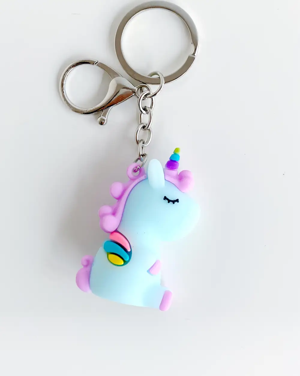 Unicorn Anahtarlık Serisi - Mavi Bebek Slikon Unicorn Anahtarlık