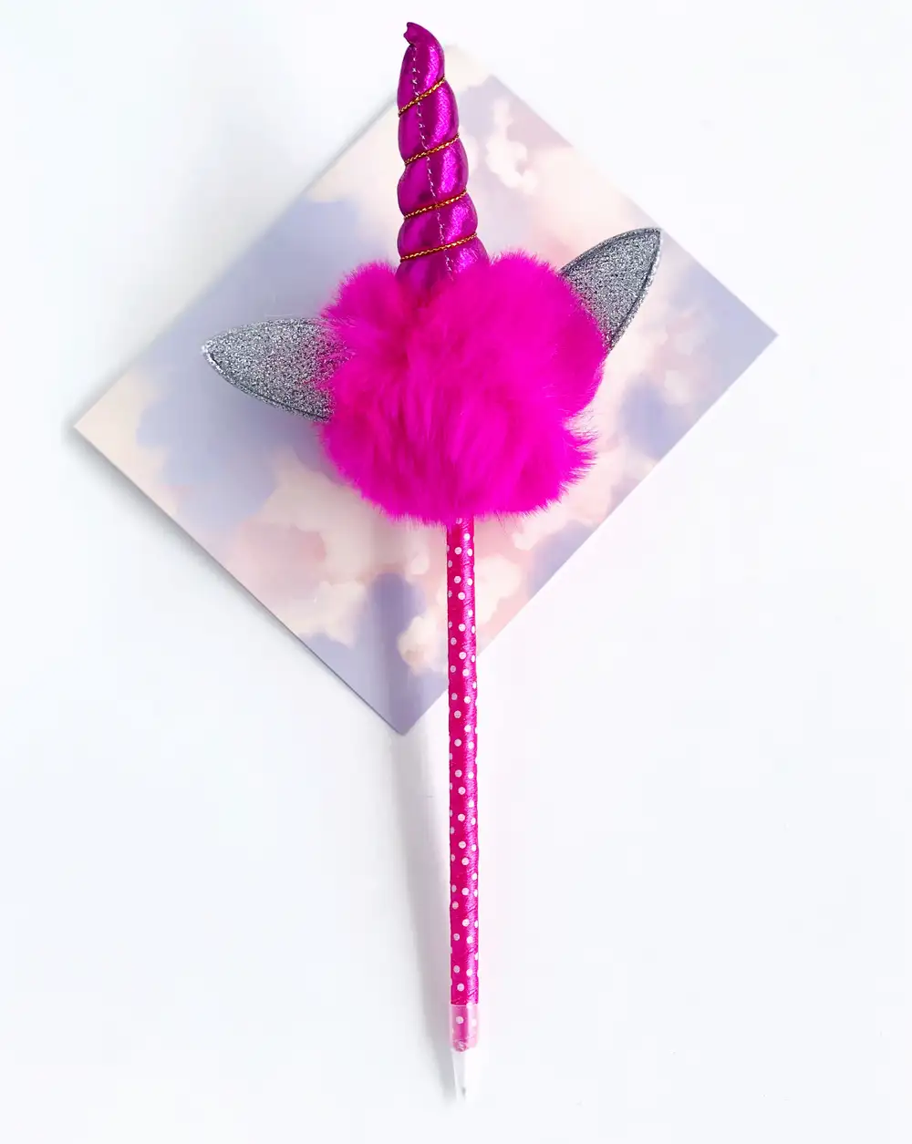 Pembe Puantiyeli Unicorn Mürekkepli Tükenmez Kalem