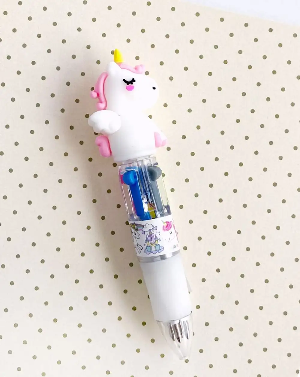 Beyaz Unicorn 4 Renkli Tükenmez Kalem