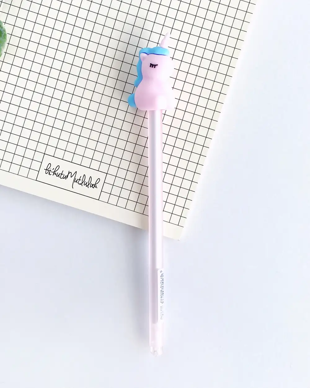 Pembe Mavi Saçlı Unicorn Tükenmez Kalem