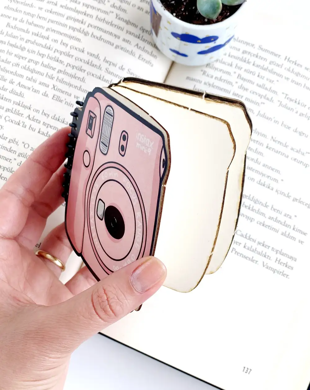 Pembe Fotoğraf Makinesi Mini Defter
