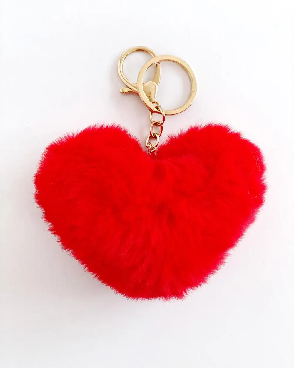 Anahtarlık -  Kırmızı Peluş Kalp Anahtarlık