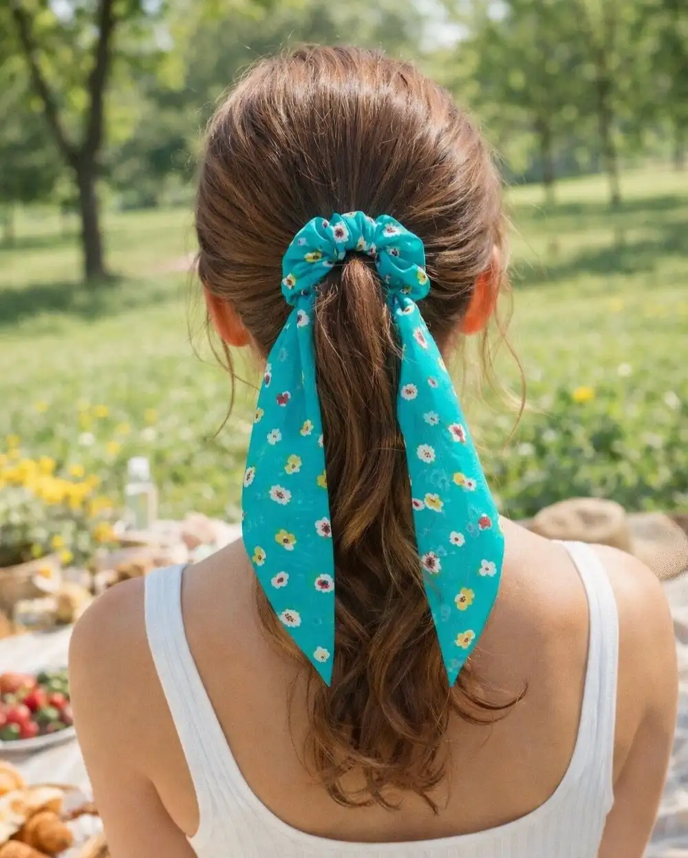 Kır Çiçekleri Fularlı Kurdele Toka