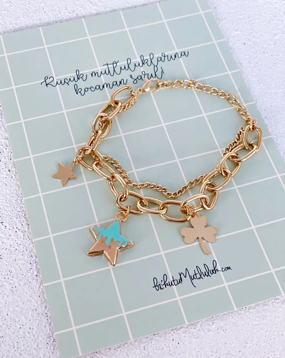 Mint Şans Gold Zincir Bileklik
