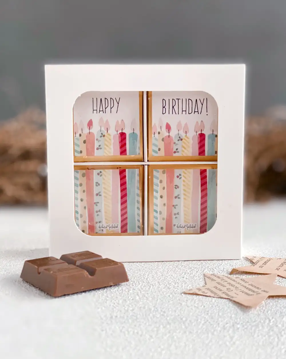 Happy Birthday Mumlar Madlen Melodi Çikolata Hediye Kutusu (16'lı)