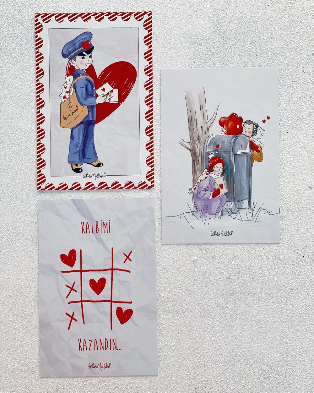 3'lü Aşk Motto Kartları Kartpostal